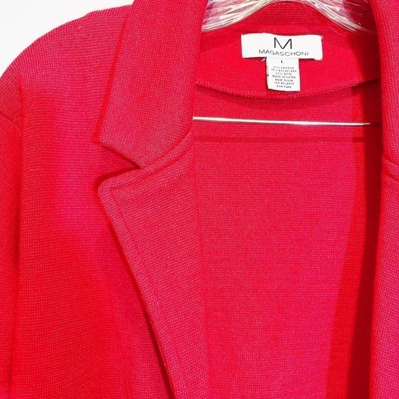 Magaschoni Open Front Knit  Long Cardigan Wool Red SZ M - Picture 3 of 5
